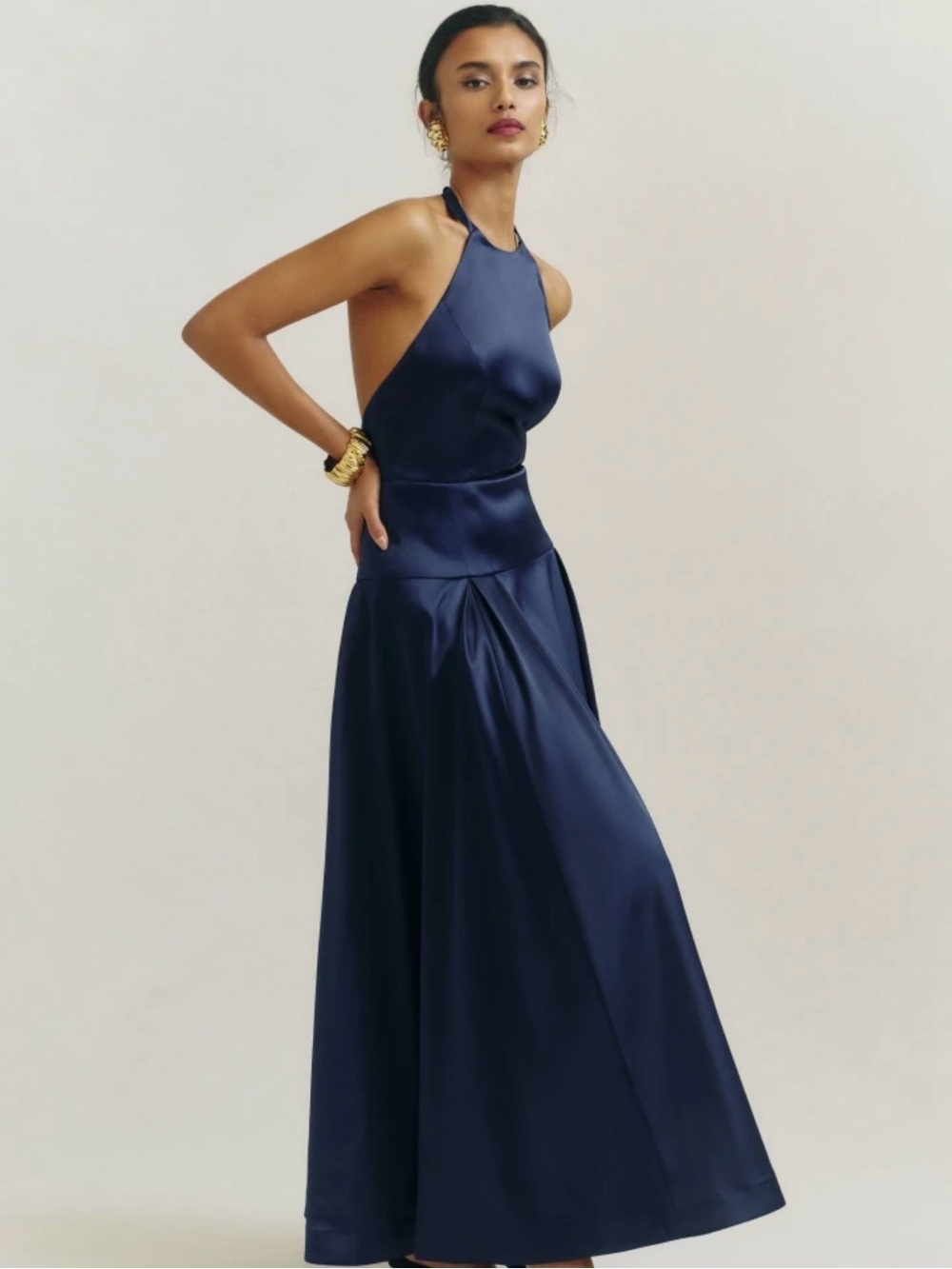 Reformation Lilyann Satin Halter Gown - Picture 1 of 6